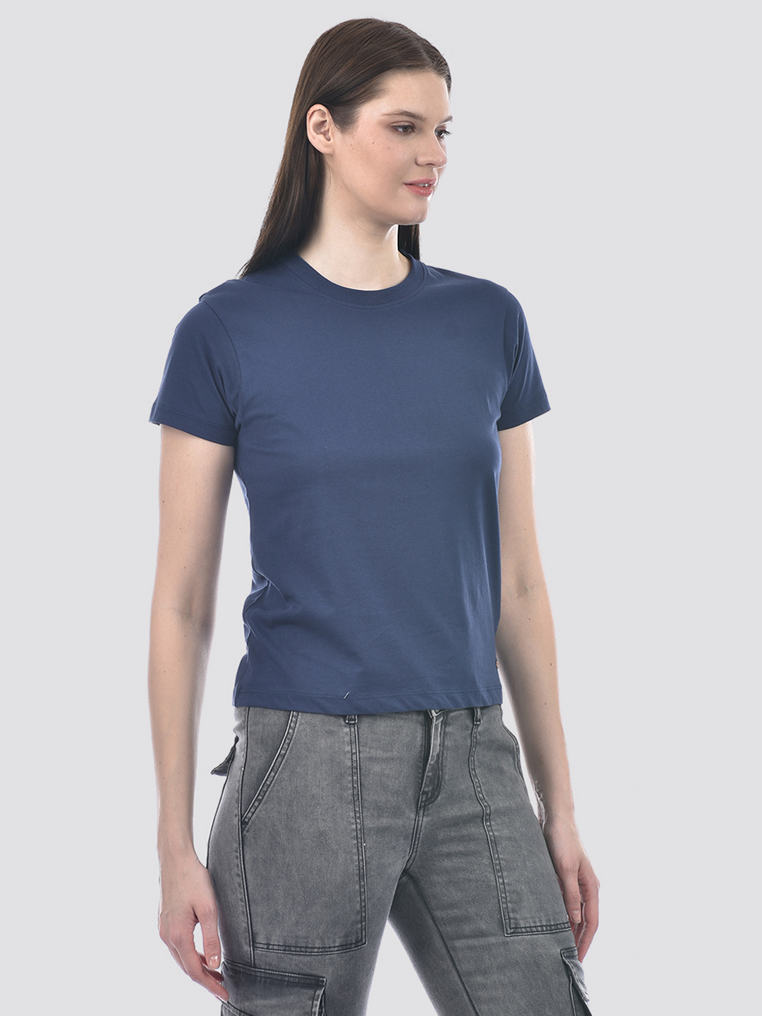 Numero Uno Women Solid Blue Cotton T-Shirt